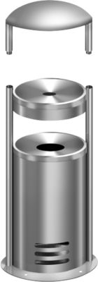 Sicherheitsascher/Abfallbehälter tec-art E + Wetterschutzhaube, GRATIS
