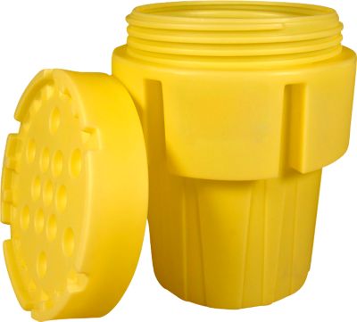 Sicherheitsfass, mit UN-Zulassung 1H2/X345/S + AA10183, mit Schraubdeckelverschluss, für 360 l, ineinander stapelbar, HDPE, gelb