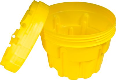 Sicherheitsfass, mit UN-Zulassung 1H2/X46/S + AA10183, mit Schraubdeckelverschluss, für 76 l, ineinander stapelbar, HDPE, gelb