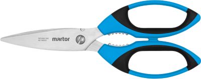Sicherheitsschere Martor Secumax 565, ergonomisch, Drahtkerbe und Krallen, Spezialschliff, L 218 x H 83 mm, rostfreier Stahl/GFK, blau-schwarz