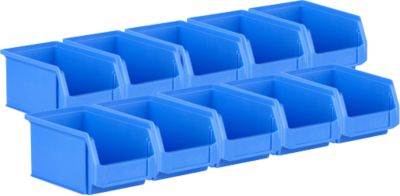 Sichtlagerkästen SSI Schäfer Serie PROFI LF221, stapelbar, 2,7 l, 10 Stück, mit Nuten