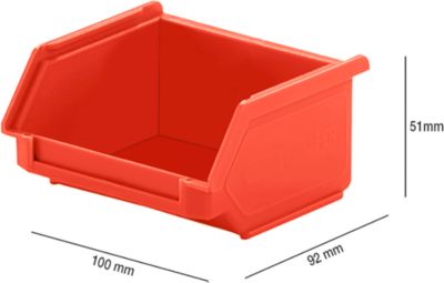 Sichtlagerkasten SSI Schäfer Serie PROFI LF 110, Polypropylen, L 92 x B 102 x H 51 mm, 0,26 l, rot