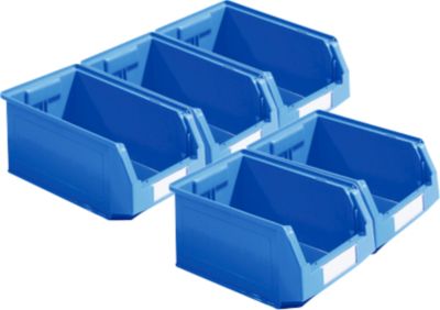 Sichtlagerkasten SSI Schäfer Serie PROFI LF 321, Polypropylen, L 343 x B 209 x H 145 mm, 7,5 l, blau, 5 Stück