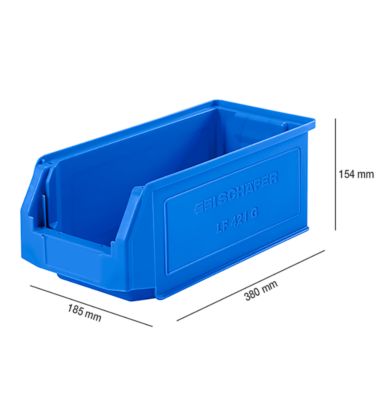 Sichtlagerkasten SSI Schäfer Serie PROFI LF 421, Polypropylen, L 380 x B 185 x H 154 mm, 7,8 l, blau