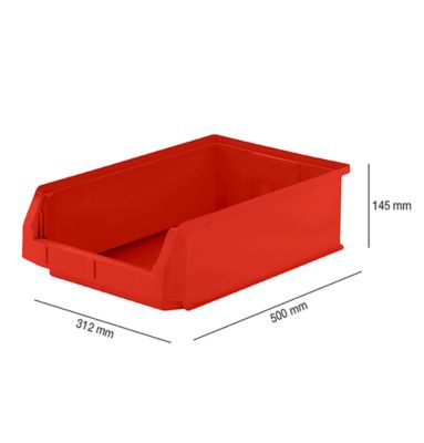 Sichtlagerkasten SSI Schäfer Serie PROFI LF 531, Polypropylen, L 500 x B 312 x H 145 mm, 16,5 l, rot