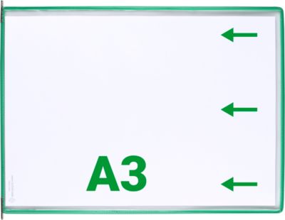 Sichttafel Tarifold DIN A3 quer, 10 St., alle Trägersysteme, Metalldrehzapfen, grün