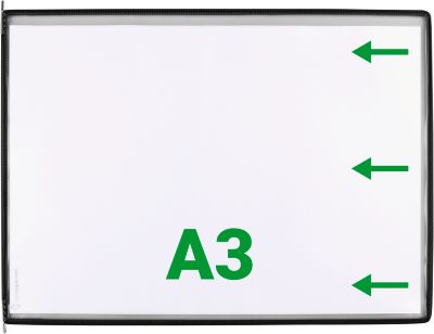 Sichttafel Tarifold DIN A3 quer, 10 St., alle Trägersysteme, Metalldrehzapfen, schwarz