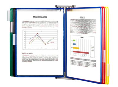 Sichttafelsystem Tarifold, A3, Stahlblech, lichtgrau, inkl. 10 Drehzapfentafeln, farbig sortiert