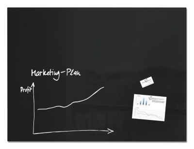 SIGEL Glas-Whiteboard Artverum, Ecken gefasert/poliert, magnetisch, inkl. 3 x Neodym-Magnete, B 1200 x T 18 x H 900 mm, ESG, schwarz