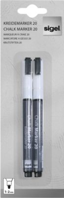 sigel Hochwertige Kreidemarker, 1 - 2 mm, weiß, 2 Stück
