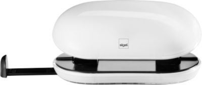 SIGEL Locher eyestyle, Stanzleistung bis zu 10 Blatt, 80 mm Lochung, mit Anschlagschiene, weiß