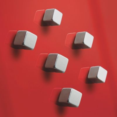 SIGEL Neodym-Magnete C5 Strong Cube-Design, für Glas-Magnettafeln und magnetische Whiteboards, hohe Haftkraft, Würfelform, silber, 6 Stück
