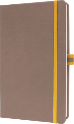Sigel Notizbuch Linescape, 176 Seiten, DIN A5, 80 g/m², kariert, Gummiband, 2-farbige Stiftschlaufe, braun/gelb