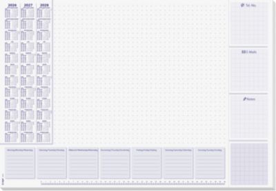 Sigel Papier-Schreibunterlage, Wochenplan, flieder, ca. A2, Kalender 2026/2027/2028, DE/EN/NL, 30 Blatt
