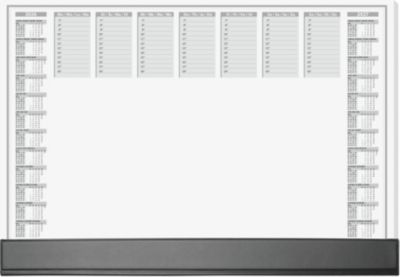 Sigel Papier-Schreibunterlage, Wochenplan, grau, ca. A2, Kalender 2026/2027, DE/EN/FR/NL, Schutzleiste schwarz, 40 Blatt