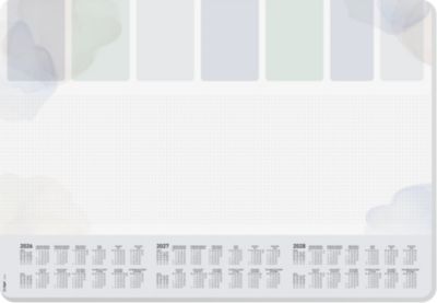 Sigel Papier-Schreibunterlage, Wochenplan, hellgrau/hellblau/hellgrün, ca. A2, Kalender 2026/2027/2028, DE/EN/FR/NL, 30 Blatt