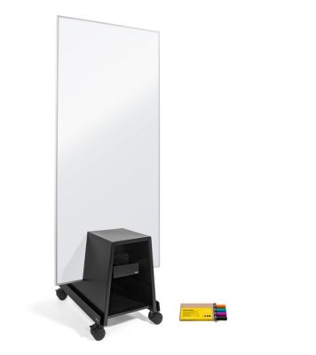 Sigel Whiteboard Set Meet up Single-use, 1 x Whiteboard mit B 1800 x H 900 mm, magnethaftend, weiß/silber, 1 x mobiler Stand und 4 x Board-Marker