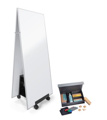 Sigel Whiteboard Set Meet up Tent-use, 2 x Whiteboard mit B 1800 x H 900 mm, magnethaftend, weiß/silber, 1 x mobiler Stand und 12-teiliges Starter-Set
