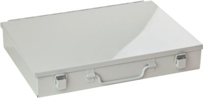 Sortimentskoffer ADB, leer, 6-fache lange Einteilung, abschließbar, mit Griff, B 330 x T 230 x H 50 mm, Stahl & ABS-Kunststoff, lichtgrau RAL 7035