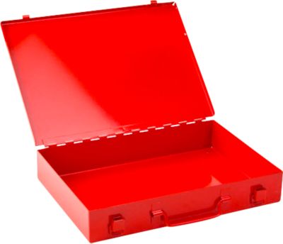 Sortimentskoffer ADB, leer, ohne Einteilung, abschliessbar, mit Griff, B 335 x T 230 x H 50 mm, Stahl & ABS-Kunststoff, verkehrsrot RAL 3020