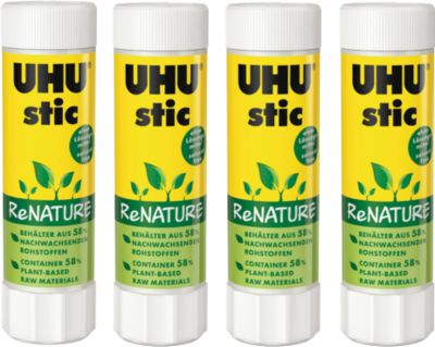 Spar-Set UHU Klebestift stic ReNature, 40 gr., 4 Stk., ohne Lösungsmittel, kalt auswaschbar