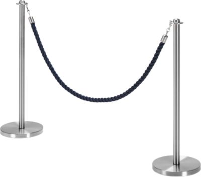 Sparset Absperrpfosten inkl. Robe, Ø 280 x H 850 mm, Edelstahl, 2 Stück + Robe mit L 1,50 m, blau