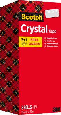 Sparset Klebeband Scotch® Crystal, 8 Rollen, L 33 m x B 19 mm, Ø 26 mm