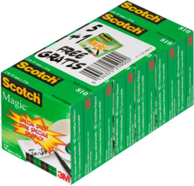 Sparset Klebeband Scotch® Magic™ 810, 6 Rollen, L 33 m x B 19, Ø 26 mm