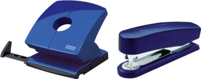 Sparset Novus Hefter B2 + Locher B 230, Heftleistung 25 Blatt, Lochleistung 30 Blatt, blau