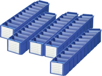 Sparset Regalkasten RK 521 für Regaltiefe 500 mm, Polystyrol, blau, 5 Stück