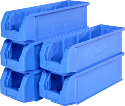 Sparset Sichtlagerkasten SSI Schäfer Serie PROFI LF 511, Polypropylen, L 500 x B 156 x H 143 mm, 7,6 l, blau, 5 Stück