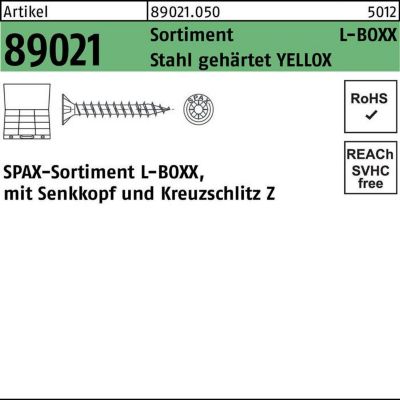 SPAX Schraubensortiment R 8902, L-BOXX YELLOX, Senkkopf Kreuzschlitz Z, Stahl gehärtet, 1 Stück