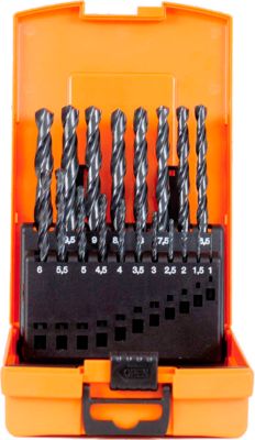 Spiralbohrer-Set Projahn HSS-R DIN 388, 19 kurze Bohrer Typ N ECO, je 1 x Ø 1-10 mm, steigend um 0,5 mm, in Kunststoffkassette