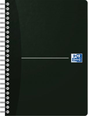 Spiralbuch OXFORD Office Essentials DIN A5, Doppelbindung, 90 Blatt liniert, ohne Mikroperforation, weiß, SCRIBZEE®-kompatibel, EU ECO Label, Deckel schwarz, 5 Stück