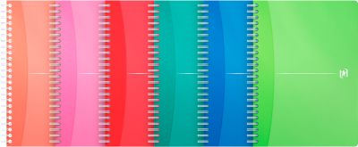 Spiralbuch OXFORD Office MyColours A5, Format A5, Doppelbindung, 90 Blatt kariert, weiß, SCRIBZEE®-kompatibel, EU ECO Label, farbsortierte Deckel, 5 Stück