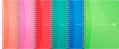 Spiralbuch OXFORD Office MyColours A5, Format A5, Doppelbindung, 90 Blatt liniert, weiß, SCRIBZEE®-kompatibel, EU ECO Label, farbsortierte Deckel, 5 Stück