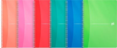 Spiralbuch OXFORD Office MyColours, DIN A4, Doppelbindung, 90 Blatt kariert, weiß, SCRIBZEE®-kompatibel, EU ECO Label, farbsortierte Deckel, 5 Stück