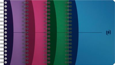 Spiralbuch OXFORD Office Urban Mix A6, Format A6, Doppelbindung, 90 Blatt kariert, ohne Mikroperforation, weiß, EU ECO Label PEFC, farbsortierte Deckel, 10 Stück
