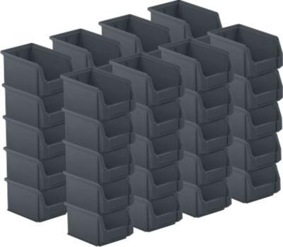 SSI Schäfer Bac à bec série ENTRY 221, plastique, L 234 x l 150 x H 122 mm, 2,7 L, noir, 40 pièces