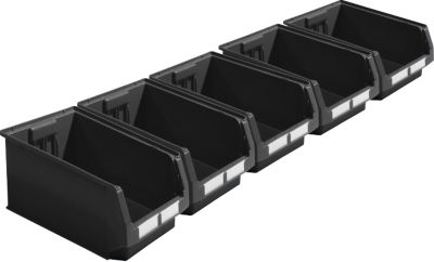 SSI Schäfer ENTRY 532 serie opbergbox met open voorzijde - gemaakt van gerecycled kunststof - L 500 x B 312 x H 200 mm - zwart - 5 stuks