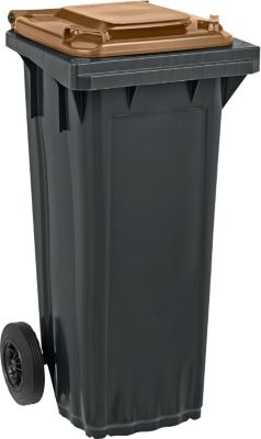 SSI Schäfer Mülltonne PRO 60 WAVE, 60 l, fahrbar, schwarzbraun, gewellter Rand