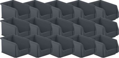 SSI Schäfer Sichtlagerkasten Serie ENTRY 221, Kunststoff, L 234 x B 150 x H 122 mm, 2,7 L, schwarz, 15 Stück