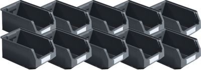 SSI Schäfer Sichtlagerkasten Serie ENTRY 321, Kunststoff, L 343 x B 209 x H 145 mm, 7,5 L, schwarz, 10 Stück