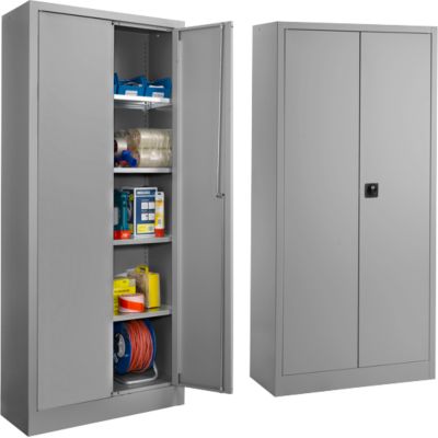 SSI Schäfer Universalschrank 2er-SET, Stahl, abschliessbar, 950 x 400 x 1935 mm, 5 OH, alusilber