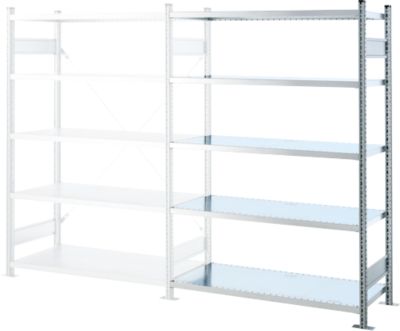 SSI Schäfer VSR3000 rekken zonder bouten, aanbouwrek, 5 legborden, draagvermogen 750 kg, B 1282 x D 400 x H 1910 mm, gegalvaniseerd staal