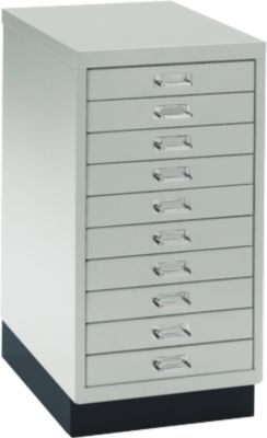 SSI Schubladenschrank DIN A3, 10 Schübe, 675 mm hoch, lichtgrau