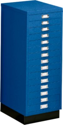 SSI Schubladenschrank DIN A3, 15 Schübe, 940 mm hoch, enzianblau