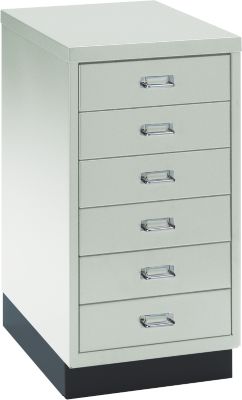 SSI Schubladenschrank DIN A3, 6 Schübe, 675 mm hoch, lichtgrau