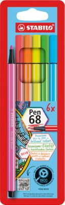 STABILO® Fasermaler Pen 68 in 6er Etui, Neon