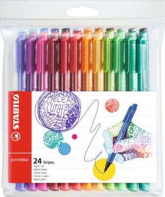 Stabilo Filzstifte pointMax, 24 Farben, Strichstärke 0,8 mm, im Etui